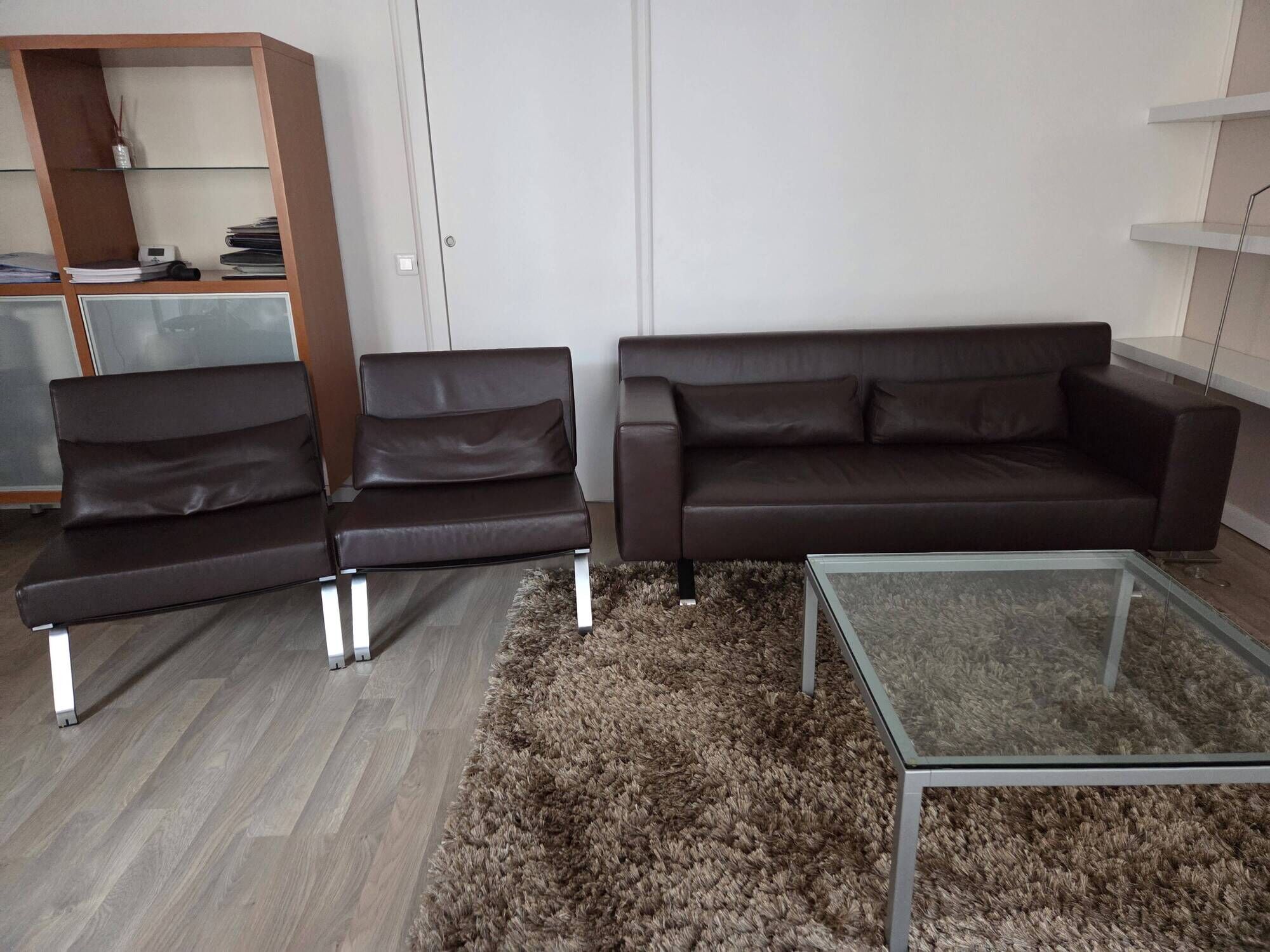Complete lounge LIGNE ROSET FLEXUS – sofa + 2 leather armchairs