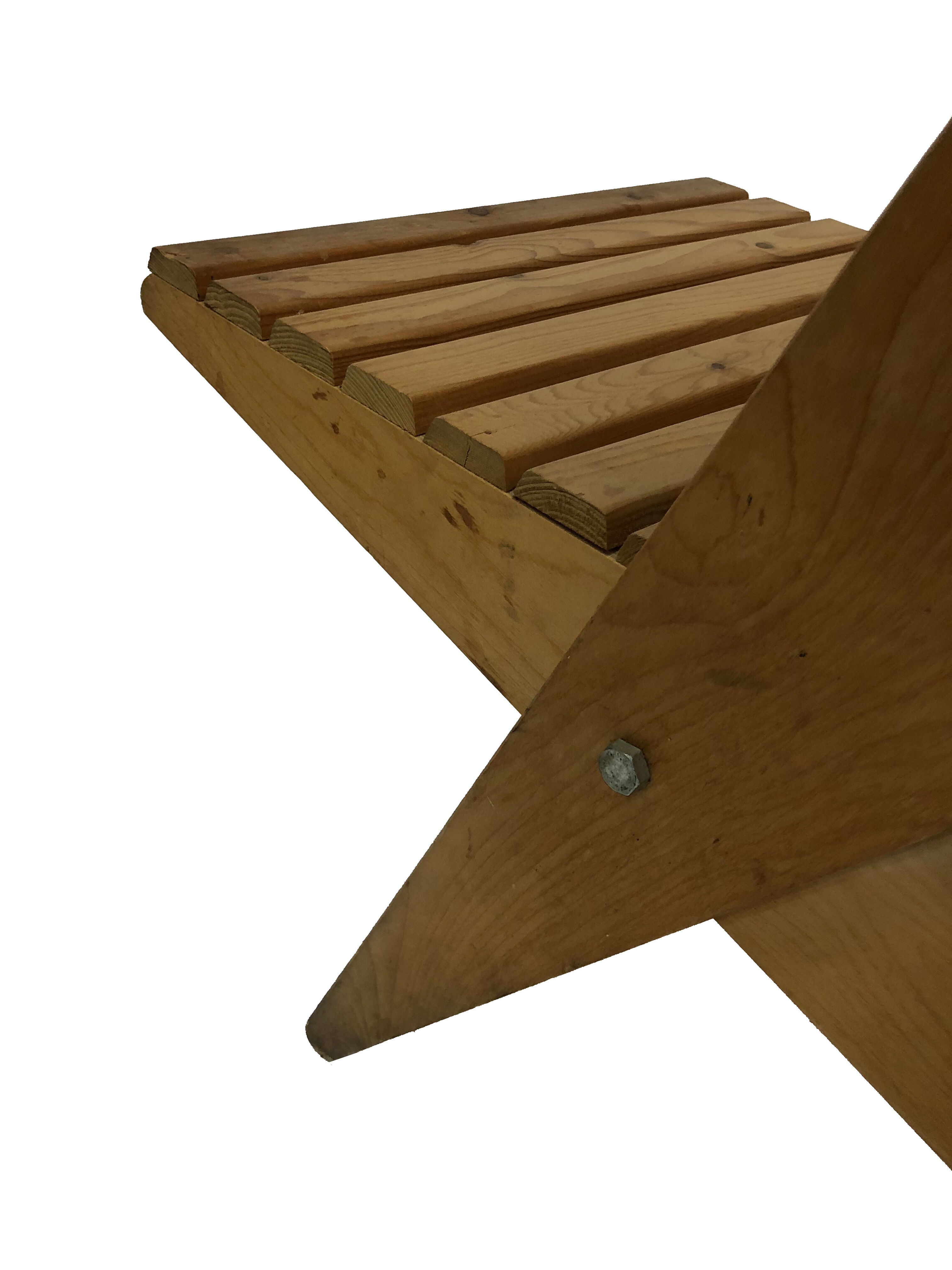 Wooden garden chair folding from the 70s in the Netherlands