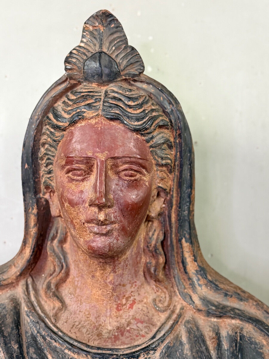 Etruscan-style terracotta bust, large-scale object, 19th century