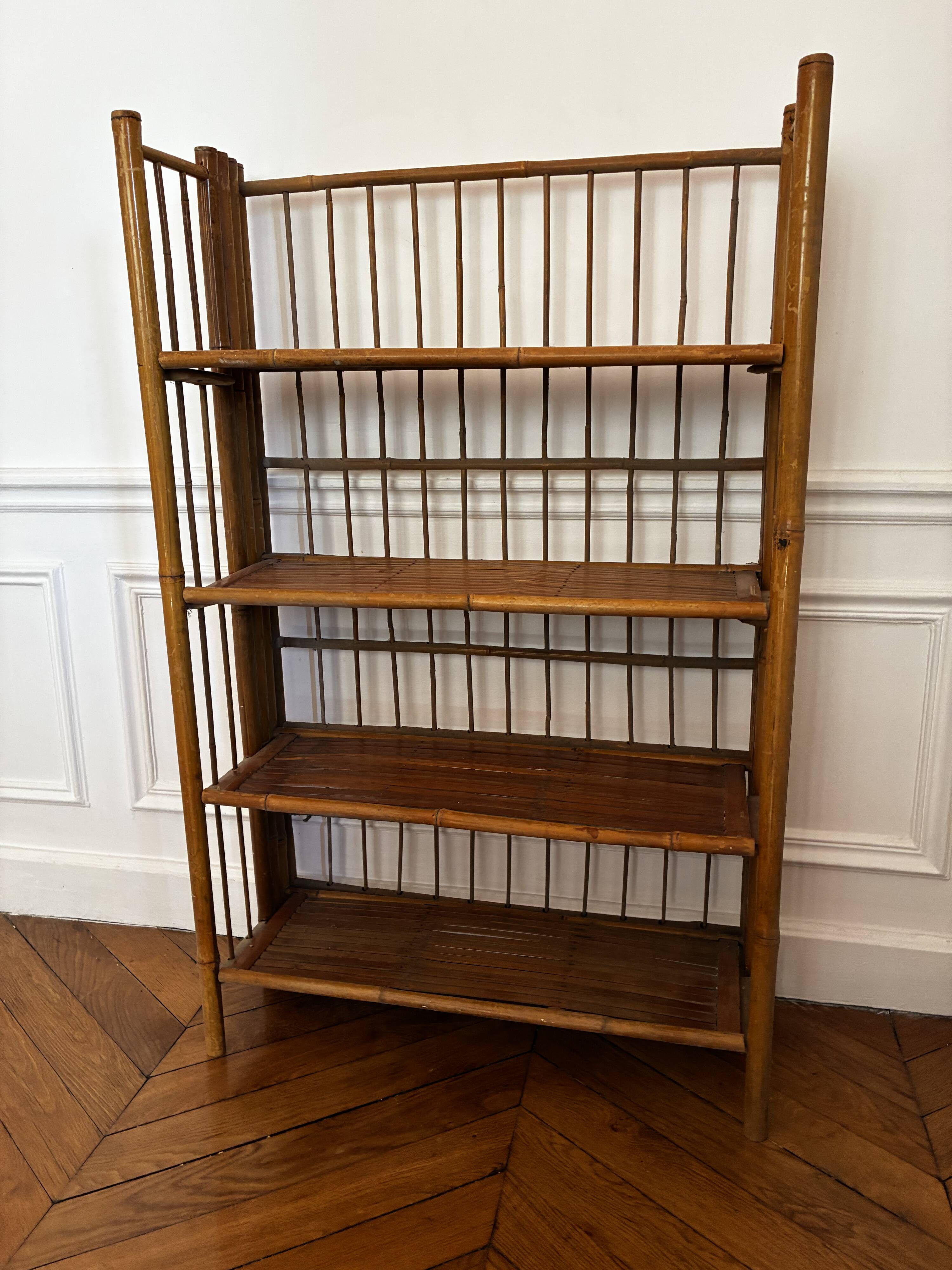 Vintage Foldable Bamboo Shelf