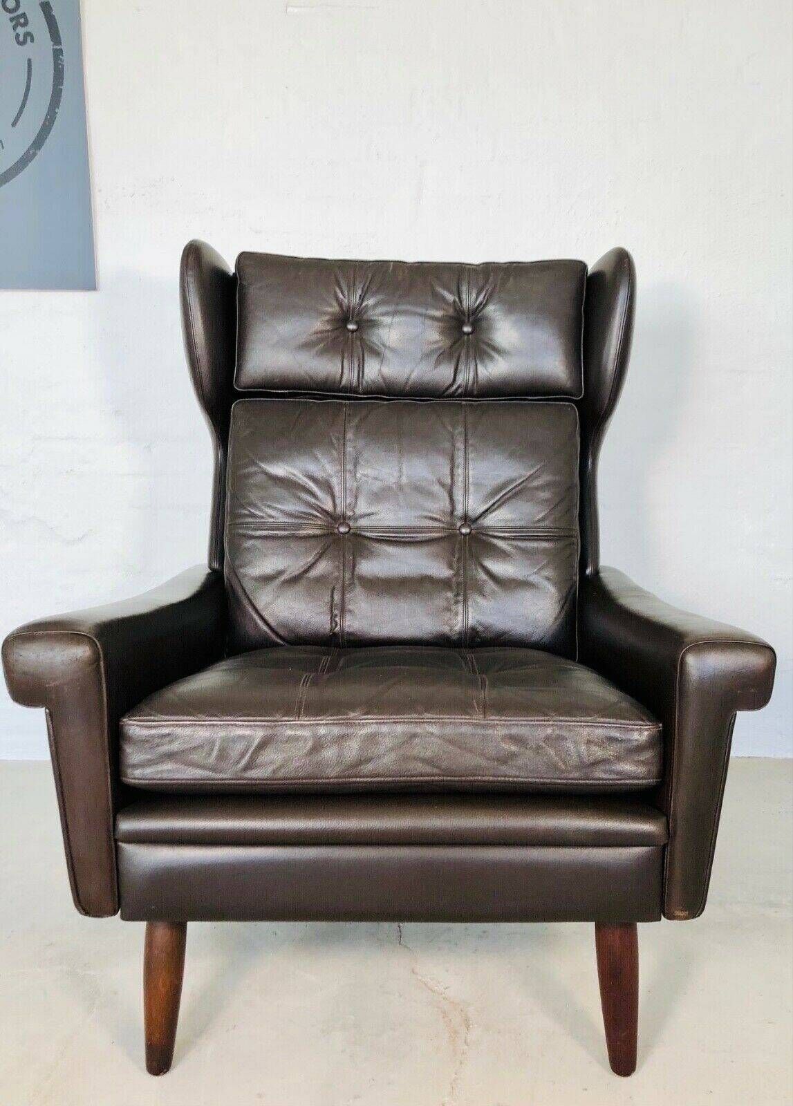 Vintage Danish mid-century Svend Skipper high back lounge chair 1965