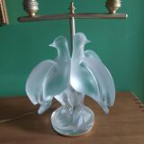 Crystal lamp Lalique with two doves model Ariane