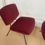 Pair of red velvet armchairs by Pierre Paulin for Thonet.