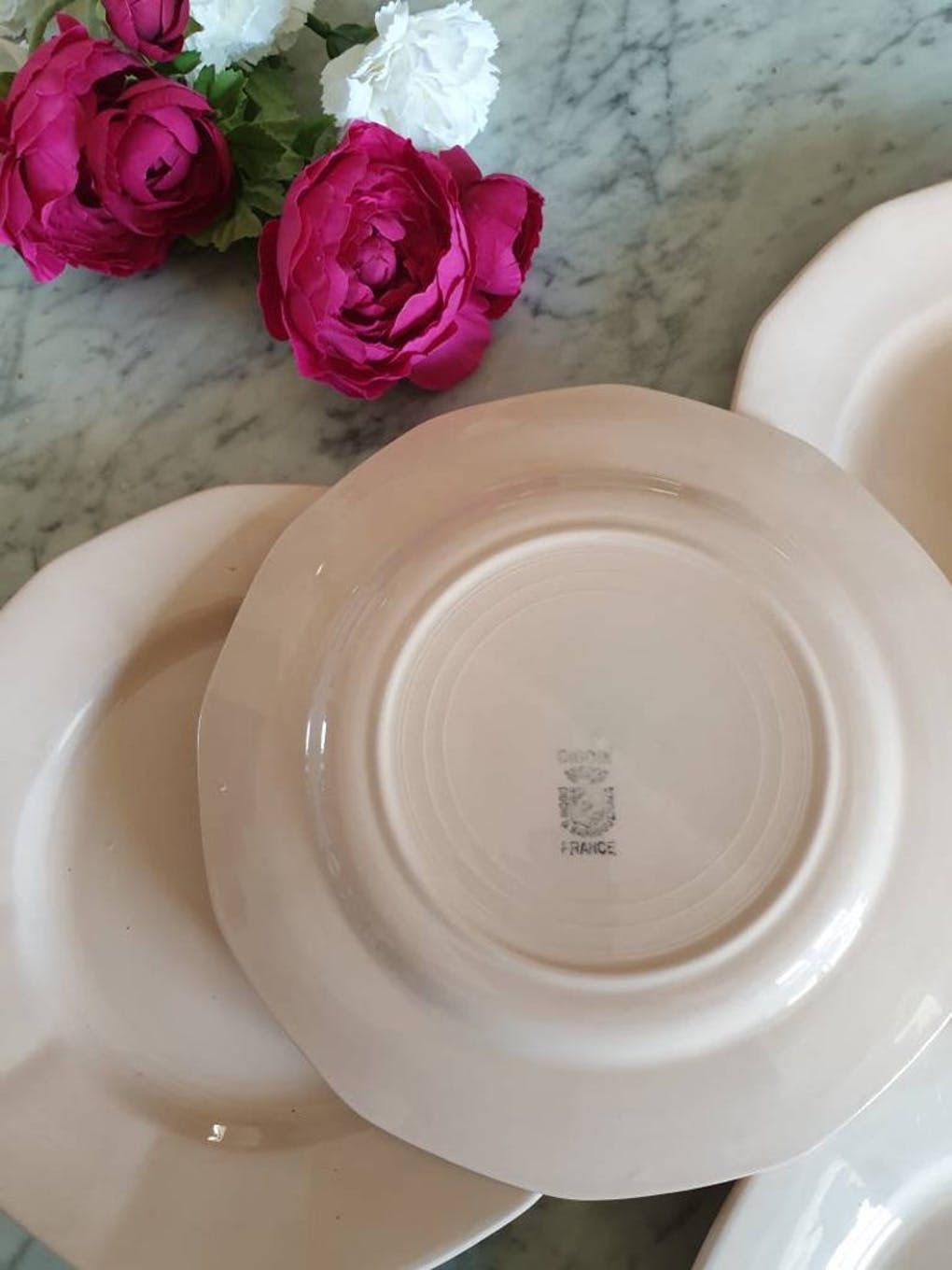 6 powder pink Digoin plates
