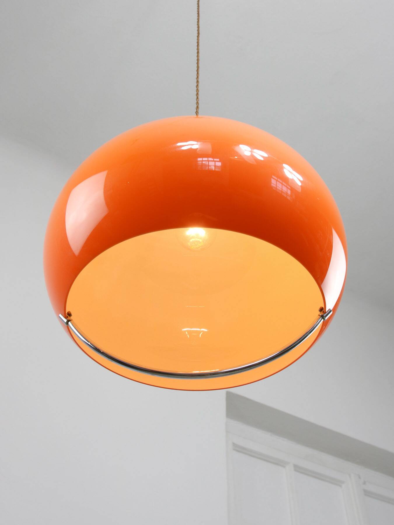 Space Age Orange Jolly Pendant Lamp from Guzzini, 1960s