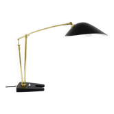 Articulated brass desk lamp in the style of Angelo Lelli, mid-century, Italy, 1950s.