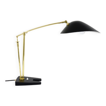 Lampe de bureau articulée en laiton de style Angelo Lelli, milieu du siècle, Italie, années 1950