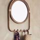 Round bohemian bamboo mirror + 5 hooks – 48 × 2 × 63 cm