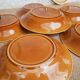 Set of 6 hollow plates Longchamp France mustard - vintage