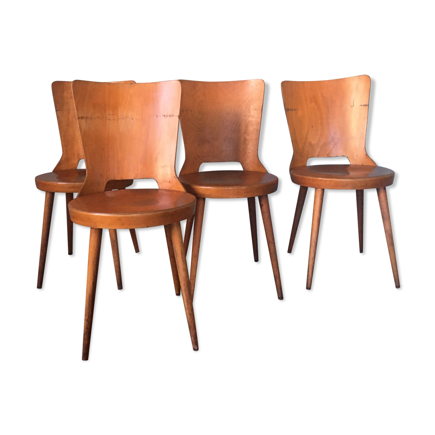 Suite of 4 chairs bistro Baumann, 60s.