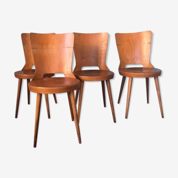 Suite of 4 chairs bistro Baumann, 60s.