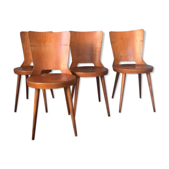 Suite of 4 chairs bistro Baumann, 60s.