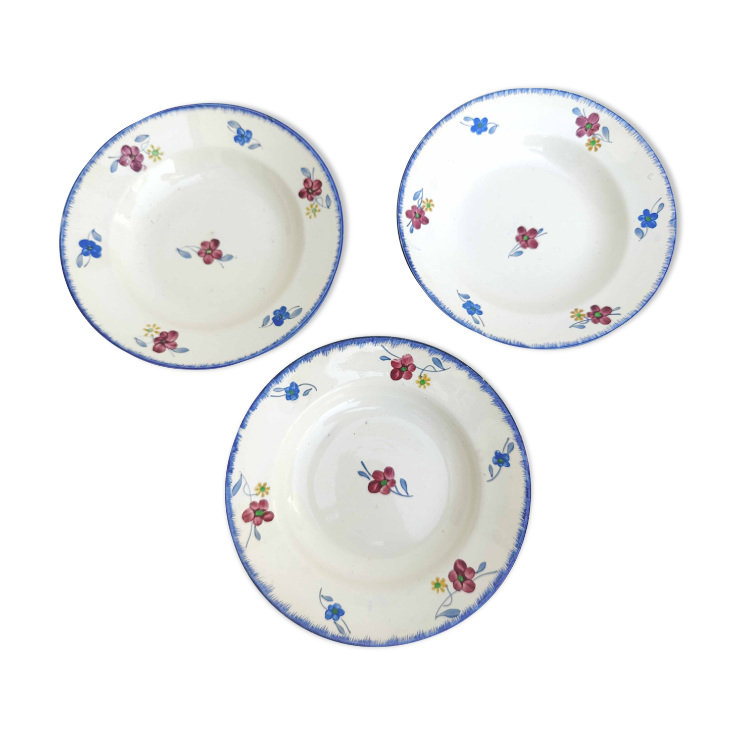 Set of 3 hollow plates in earthenware model Mary-Lou Digoin Sarreguemines