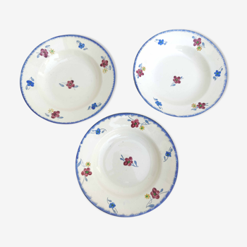 Set of 3 hollow plates in earthenware model Mary-Lou Digoin Sarreguemines