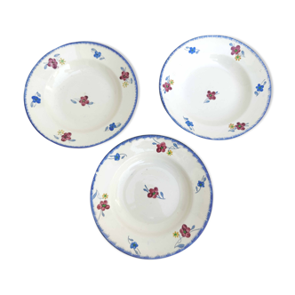 Set de 3 assiettes creuses en faïence modèle Mary-Lou Digoin Sarreguemines