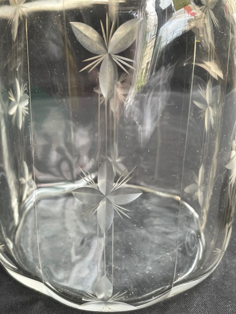 Cut crystal and silver metal cookie bucket – Art Deco