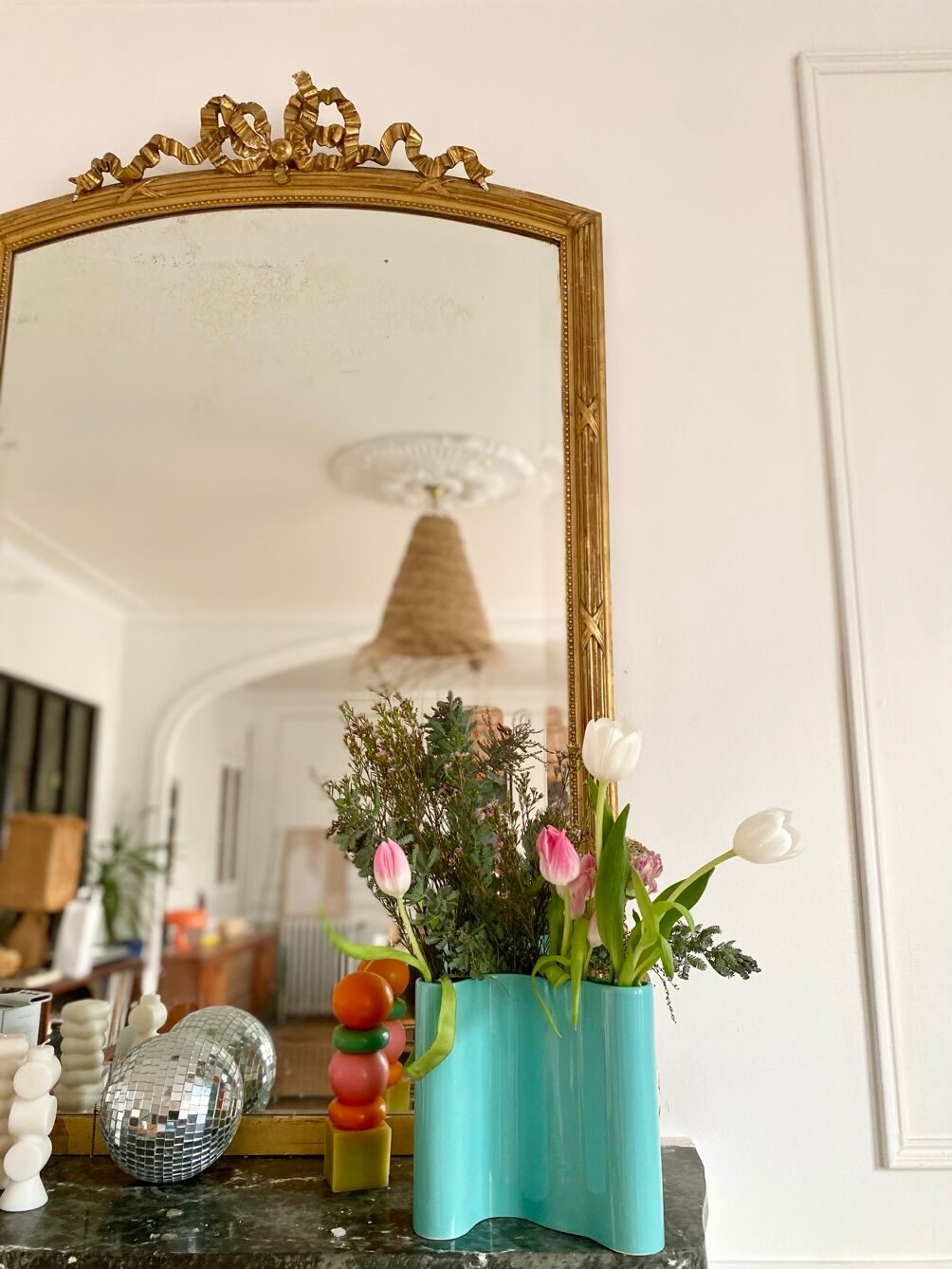 Blue-green ceramic vase