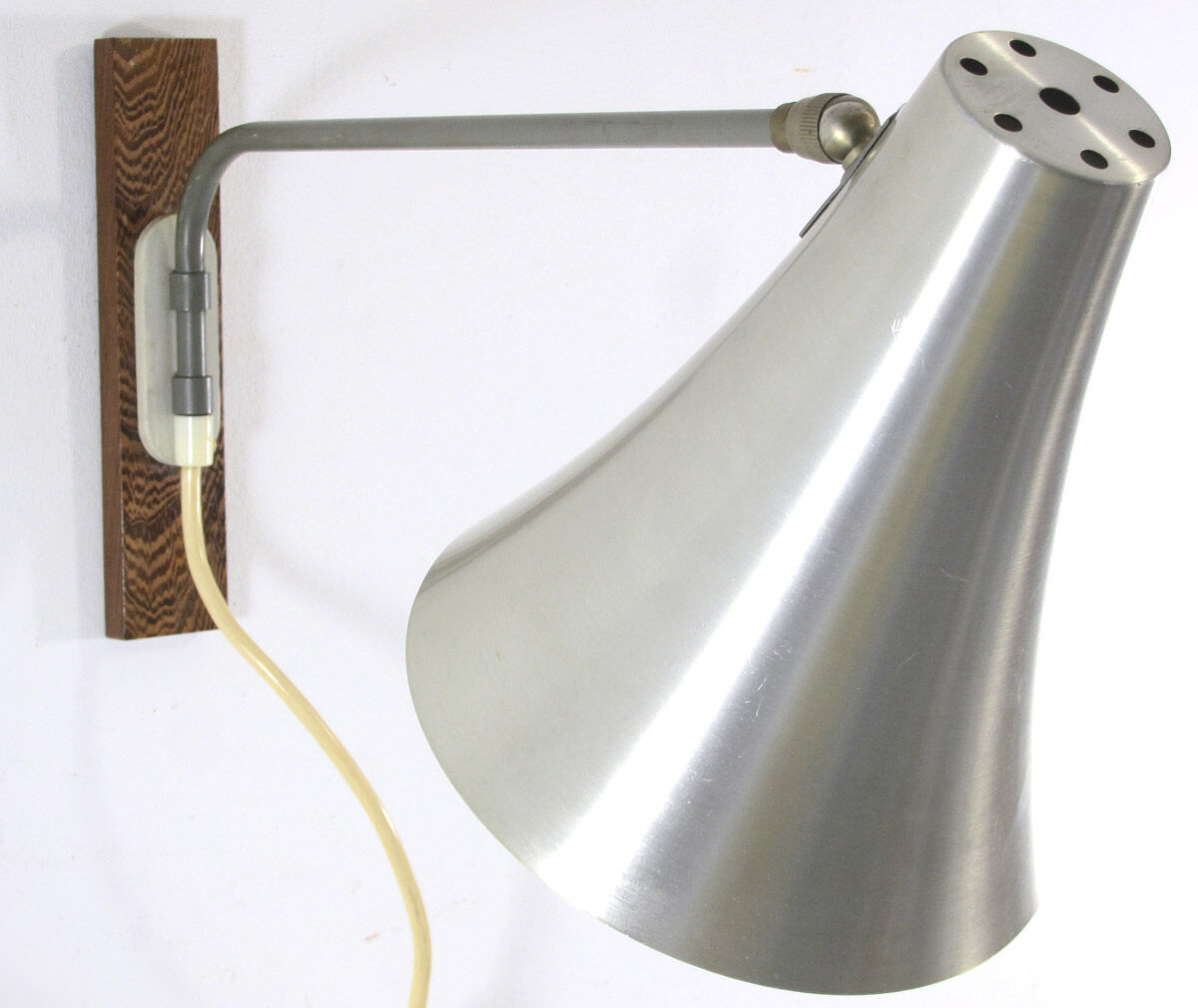 Aluminium fifties vintage Philips design wall lamp