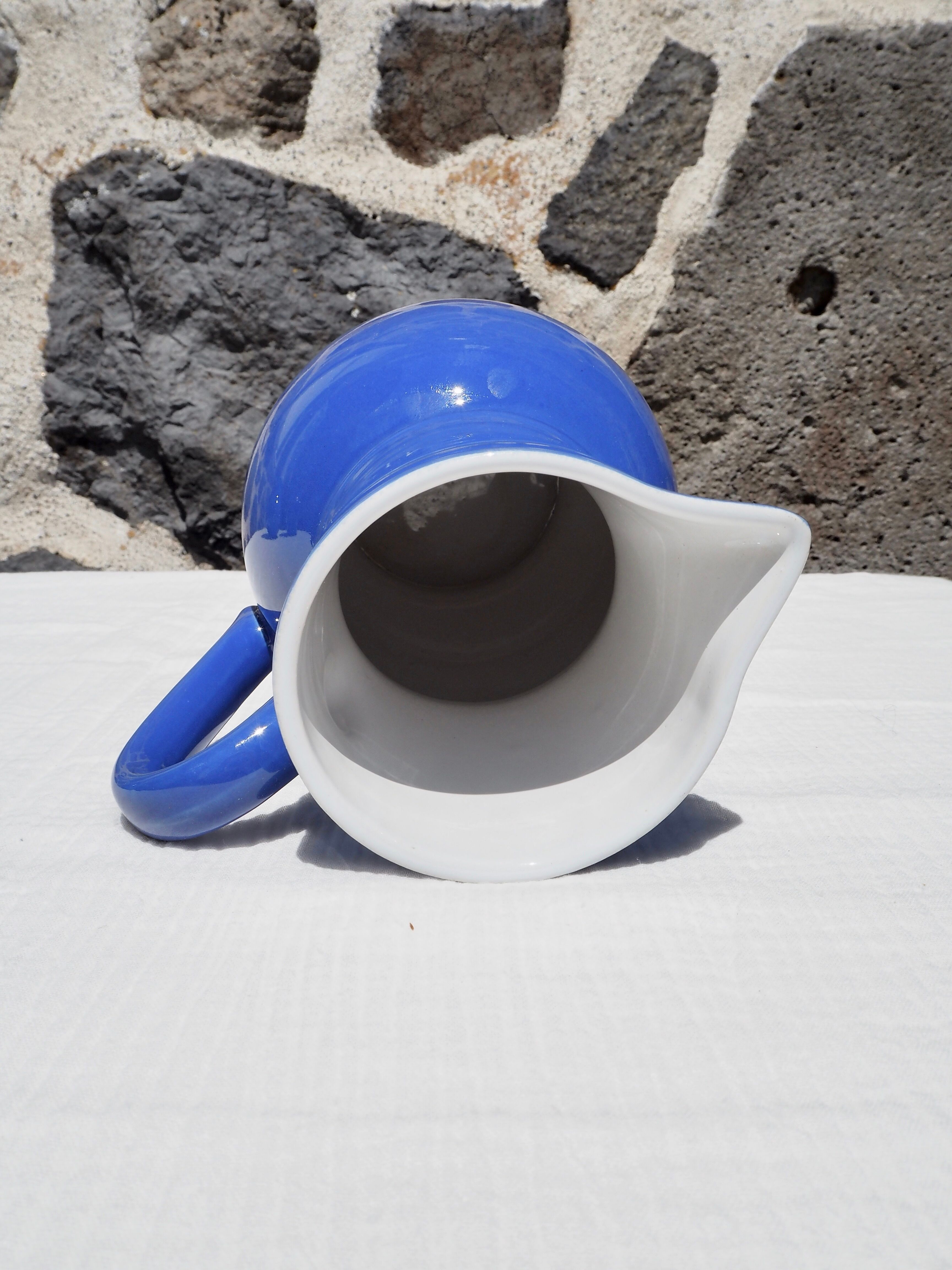 Blue ceramic pitcher Emile Henry