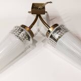 Wall lamp with 2 branches L 30 cm - H 30 cm - Size of embossed and white screen-printed glasses: H 15