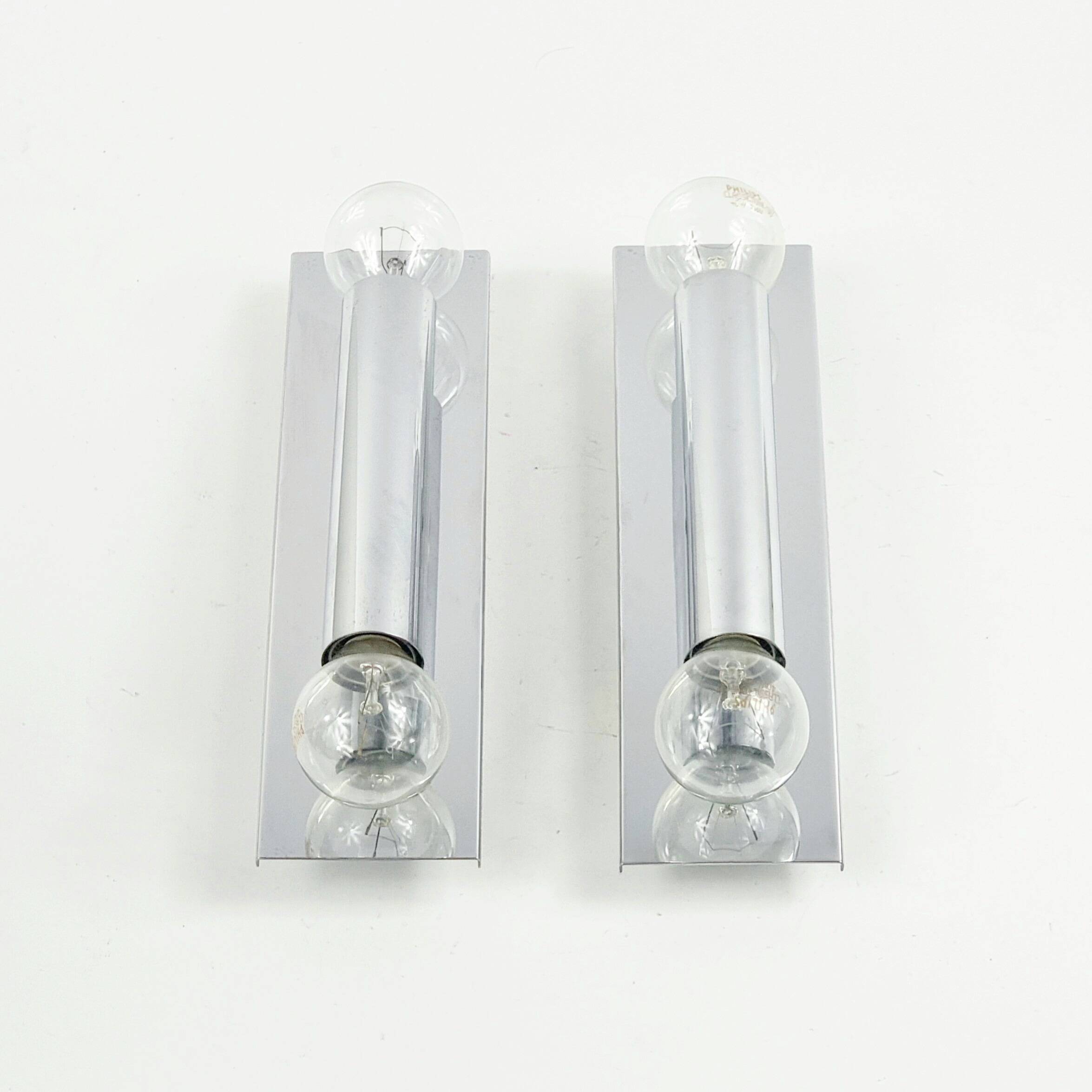 Pair Of Mid Century Sputnik Chrome Wall Lamps From Doria, Germany, 1970s