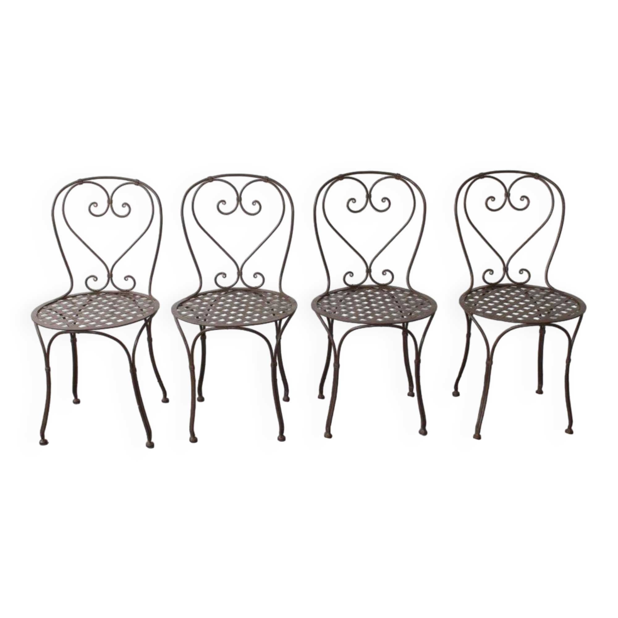 Set of 4 wrought iron chairs.