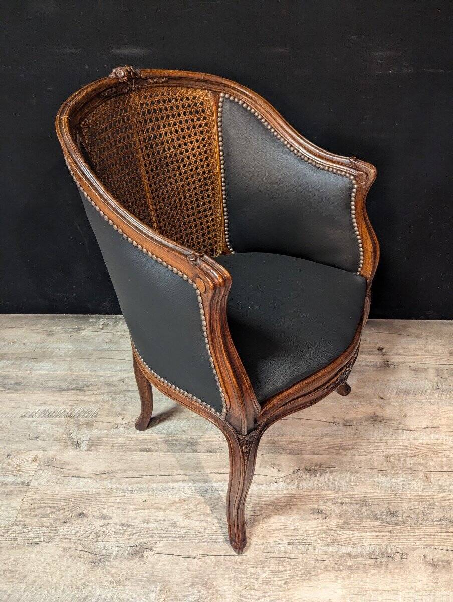 Louis XV office chair with canework