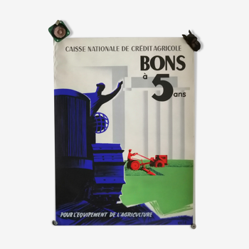 Affiche 1950 "Caisse Nationale du Crédit Agricole Bons à 5 ans"