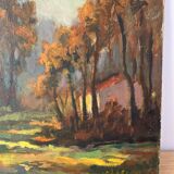 Cabin in the forest, oil on panel, signed H Classens.