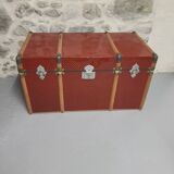 Vintage art deco male in wood and metal tin wrapped in red