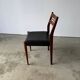 Set of 6 Scandinavian design chairs in solid teak and black Skai.