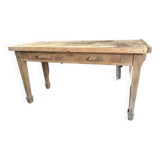 Farmhouse table with drawers in raw wood