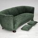 Années 1960, design danois, canapé 3 places "Banana" refait à neuf, velours vintage.
