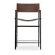 Pair of contemporary bar stools with dark brown leather backrest.