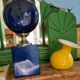Lampe métal bleue Philippe Barbier