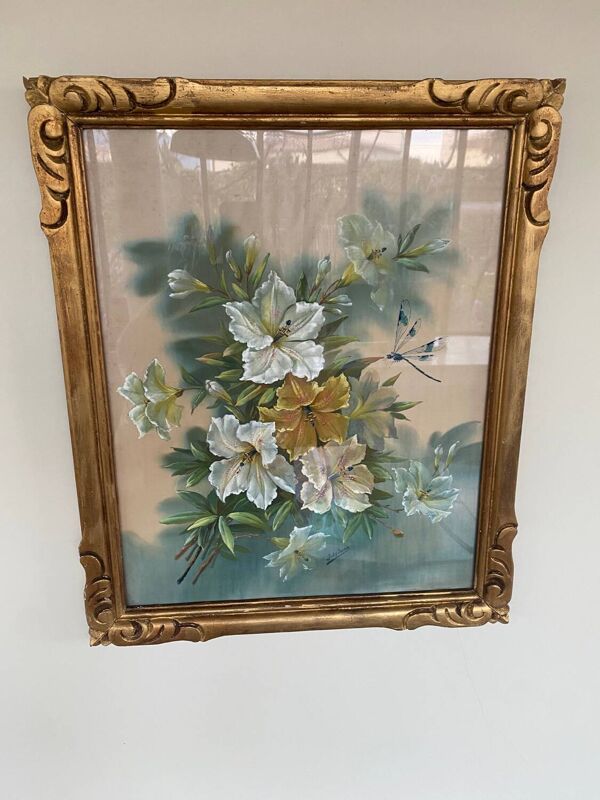 Peinture sur soie encadré