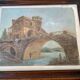 Landscape painting with bridge and figure