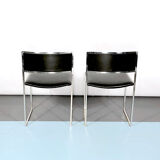 Romeo Rega, set of four chrome and leather dining chairs from 60s