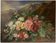 Old painting, still life with daisy roses and wild flowers, signed, early XX century