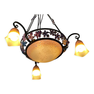 Art Deco glass paste chandelier