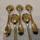 5 gilt metal mocha spoons by Christofle silversmiths, Cluny pattern, 10cm