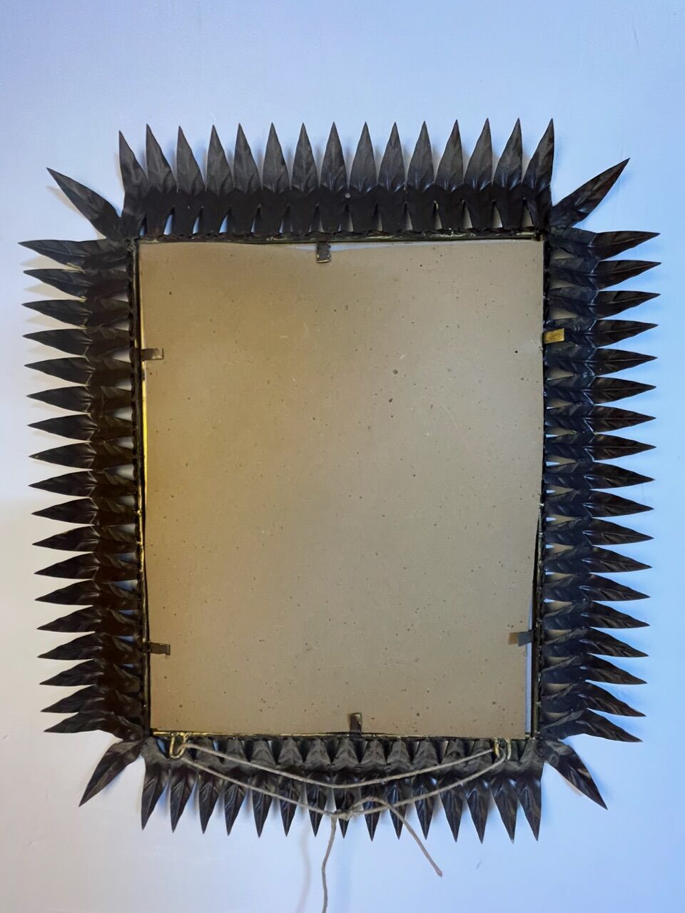 Rectangular sun mirror in wrought iron italian manufacture 50's
