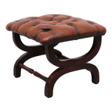 English country house style padded leather ottoman