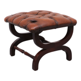 Repose-pied anglaise cuir rembourré ottoman