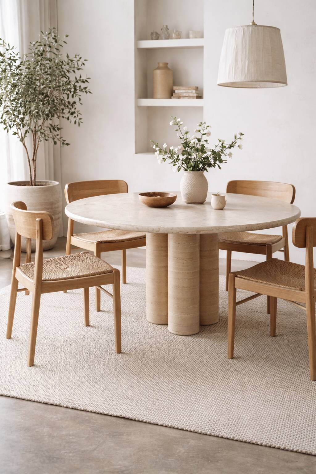 Round dining table in travertine – Ø 140 cm