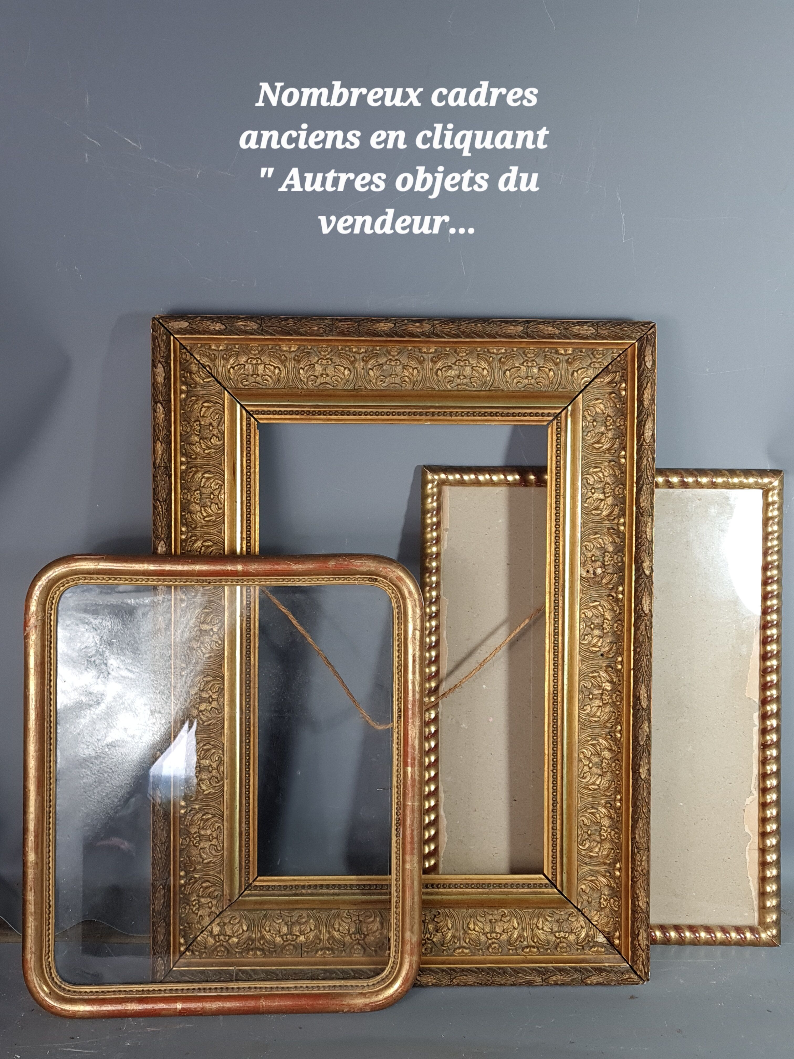 Old oval frame gilded stucco wood 50.5x40 cm, leaf 40x29.8 cm circa 1930 SB