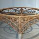 Large Peacock-French Riviera coffee table in rattan, bamboo, glass, vintage.
