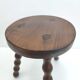 Vintage tripod stool in solid wood beaded feet