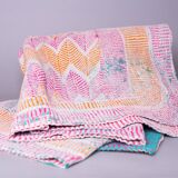 Vintage kantha "Bengal Chevron" pastels