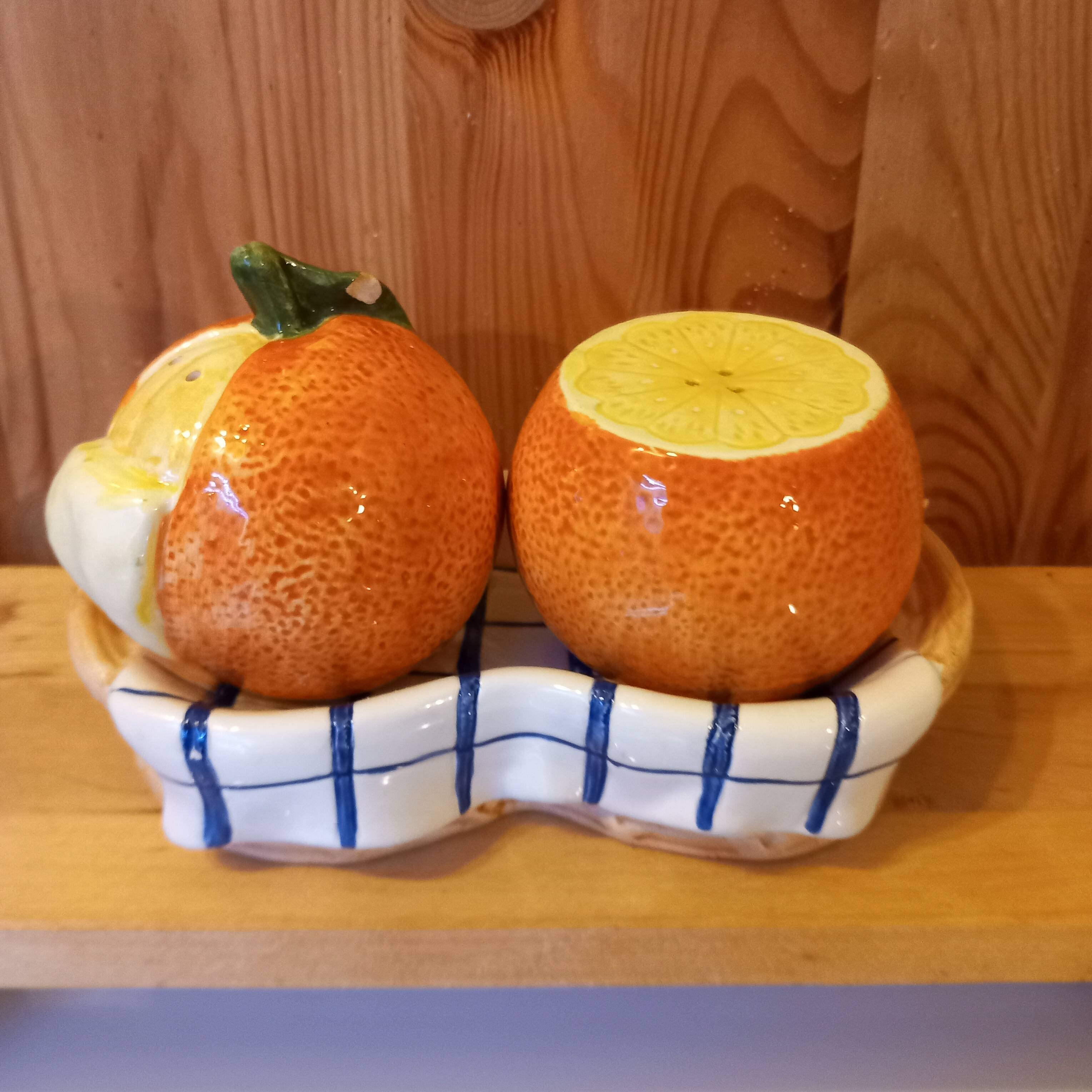 Orange fruit salt and pepper shaker